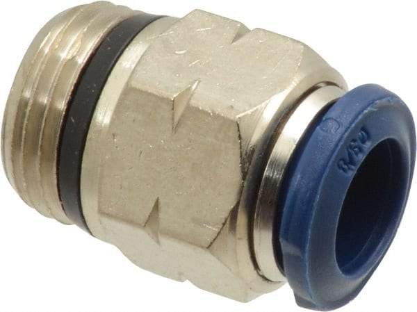 Alpha Technologies - 3/8" Outside Diam, 3/8 Universal Thread, Nickel Plated Brass Push-to-Connect Male Connector - 250 Max psi, Tube to Universal Thread Connection, Buna O-Ring - USA Tool & Supply