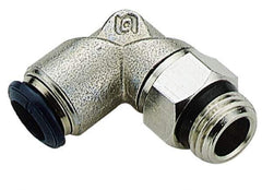 Alpha Technologies - 1/2" Outside Diam, 1/2 Universal Thread, Nickel Plated Brass Push-to-Connect Male Swivel Elbow - 250 Max psi, Tube to Universal Thread Connection, Buna O-Ring - USA Tool & Supply