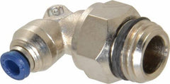 Alpha Technologies - 1/8" Outside Diam, 1/4 Universal Thread, Nickel Plated Brass Push-to-Connect Male Swivel Elbow - 250 Max psi, Tube to Universal Thread Connection, Buna O-Ring - USA Tool & Supply