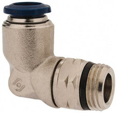 Alpha Technologies - 3/8" Outside Diam, 3/8 Universal Thread, Nickel Plated Brass Push-to-Connect Male Swivel Elbow - 250 Max psi, Tube to Universal Thread Connection, Buna O-Ring - USA Tool & Supply