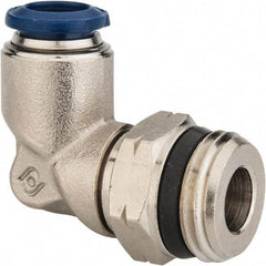 Alpha Technologies - 3/8" Outside Diam, 1/2 Universal Thread, Nickel Plated Brass Push-to-Connect Male Swivel Elbow - 250 Max psi, Tube to Universal Thread Connection, Buna O-Ring - USA Tool & Supply