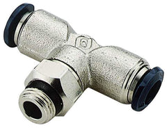 Alpha Technologies - 1/2" Outside Diam, 3/8 Universal Thread, Nickel Plated Brass Push-to-Connect Male Swivel Branch Tee - 250 Max psi, Tube to Universal Thread Connection, Buna O-Ring - USA Tool & Supply