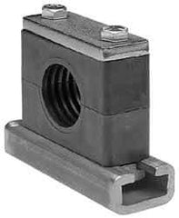 HYDAC - 3.35" Wide x 2.52" High x 1.18" Deep, Polypropylene Heavy Duty C-Rail Mount Vibration-Control Clamp - Carbon Steel Plate, Mount with C-Rail Nuts, Top plates, Clamp Pairs, and Bolts - USA Tool & Supply