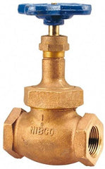 NIBCO - 2" Pipe, Threaded Ends, Bronze Integral Oxygen Service Globe Valve - PTFE Disc, Union Bonnet, 300 psi WOG, 150 psi WSP, Class 150 - USA Tool & Supply