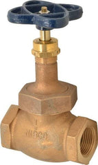 NIBCO - 1" Pipe, Threaded Ends, Bronze Integral Globe Valve - PTFE Disc, Screw-In Bonnet, 200 psi WOG, 125 psi WSP, Class 125 - USA Tool & Supply