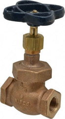 NIBCO - 3/8" Pipe, Threaded Ends, Bronze Integral Globe Valve - PTFE Disc, Union Bonnet, 300 psi WOG, 150 psi WSP, Class 150 - USA Tool & Supply