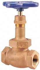 NIBCO - 1/2" Pipe, Threaded Ends, Bronze Renewable Full Plug Disc Globe Valve - Alloy Threads Disc, Union Bonnet, 400 psi WOG, 200 psi WSP, Class 200 - USA Tool & Supply