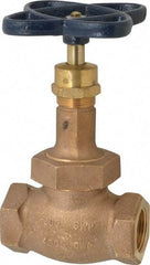 NIBCO - 1" Pipe, Threaded Ends, Bronze Renewable Full Plug Disc Globe Valve - Alloy Threads Disc, Union Bonnet, 400 psi WOG, 200 psi WSP, Class 200 - USA Tool & Supply