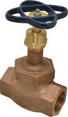 NIBCO - 1-1/2" Pipe, Threaded Ends, Bronze Integral Globe Valve - Bronze Disc, Union Bonnet, 600 psi WOG, 300 psi WSP, Class 300 - USA Tool & Supply