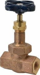 NIBCO - 3/8" Pipe, Threaded Ends, Bronze Integral Globe Valve - Bronze Disc, Union Bonnet, 600 psi WOG, 300 psi WSP, Class 300 - USA Tool & Supply