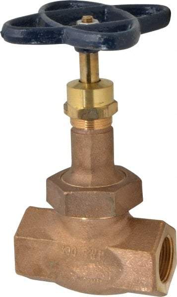 NIBCO - 1" Pipe, Threaded Ends, Bronze Integral Globe Valve - PTFE Disc, Union Bonnet, 600 psi WOG, 300 psi WSP, Class 300 - USA Tool & Supply
