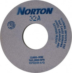 Norton - 14" Diam x 5" Hole x 1" Thick, I Hardness, 60 Grit Surface Grinding Wheel - Aluminum Oxide, Type 1, Medium Grade, 1,800 Max RPM, Vitrified Bond - USA Tool & Supply