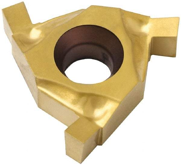 Carmex - 0.06716IR/EL Grade BXC, 0.067" Cutting Width Carbide Grooving Insert - 0.079" Max Depth of Cut, Internal Right/External Left, 0.004" Corner Radius, TiN Finish - USA Tool & Supply