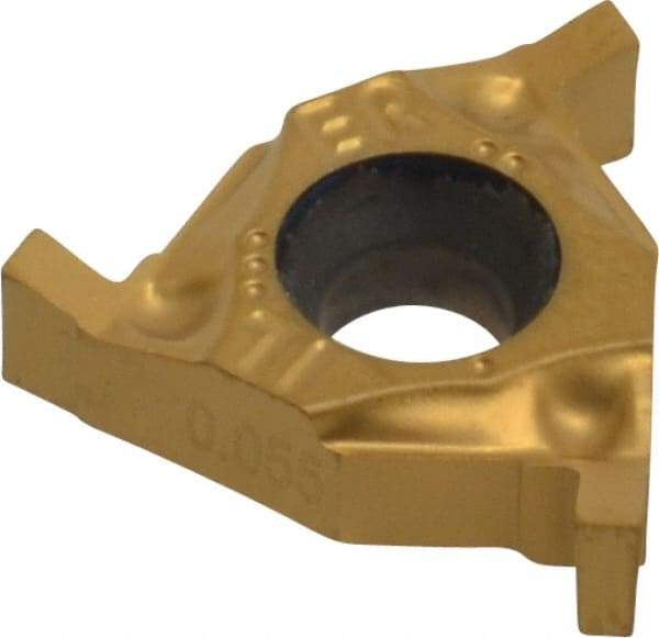 Carmex - 0.05516ER/IL Grade BXC, 0.055" Cutting Width Carbide Grooving Insert - 0.071" Max Depth of Cut, External Right/Internal Left, 0.004" Corner Radius, TiN Finish - USA Tool & Supply