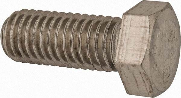 Made in USA - 1/2-13 UNC, 1-1/4" Length Under Head Hex Head Cap Screw - Grade 18-8 Stainless Steel, Uncoated, 3/4" Hex - USA Tool & Supply