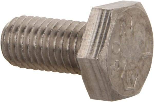 Made in USA - 1/4-28 UNF, 1/2" Length Under Head Hex Head Cap Screw - Grade 18-8 Stainless Steel, Uncoated, 7/16" Hex - USA Tool & Supply