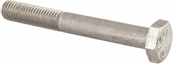 Made in USA - 1/4-28 UNF, 2" Length Under Head Hex Head Cap Screw - Grade 18-8 Stainless Steel, Uncoated, 7/16" Hex - USA Tool & Supply