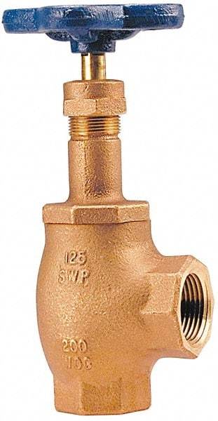 NIBCO - 2-1/2" Pipe, Class 125, Threaded Bronze Renewable Angle Gate Valve - 200 WOG, 125 WSP, Screw-In Bonnet - USA Tool & Supply