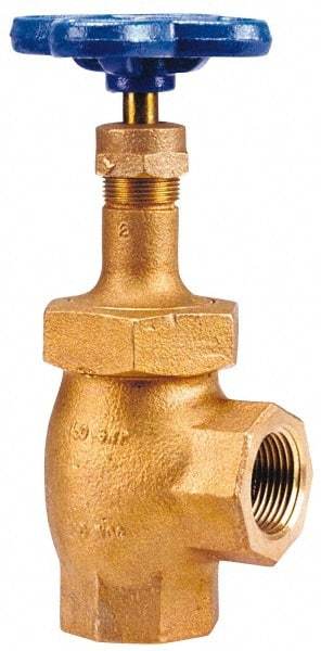 NIBCO - 1" Pipe, Class 150, Threaded Bronze Renewable Angle Gate Valve - 300 WOG, 150 WSP, Union Bonnet - USA Tool & Supply