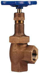 NIBCO - 3" Pipe, Class 300, Threaded Bronze Renewable Angle Gate Valve - 600 WOG, 300 WSP, Union Bonnet - USA Tool & Supply