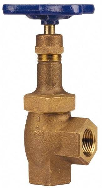 NIBCO - 1-1/2" Pipe, Class 300, Threaded Bronze Replaceable Angle Gate Valve - 600 WOG, 300 WSP, Union Bonnet - USA Tool & Supply
