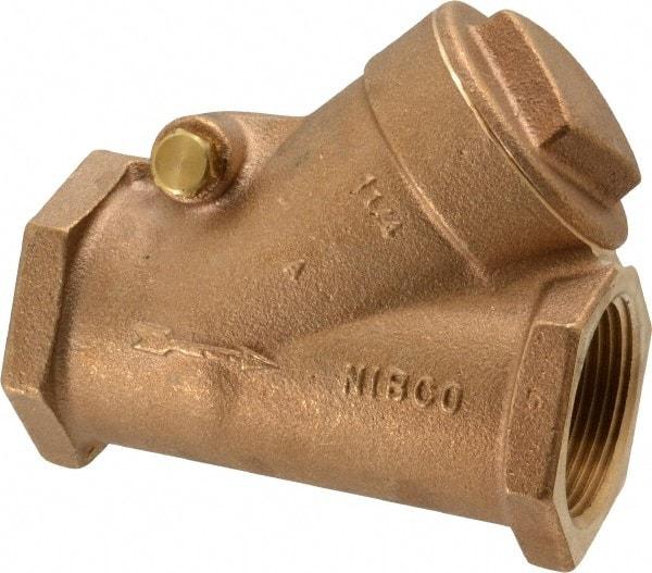 NIBCO - 1-1/4" Bronze Check Valve - Y-Pattern, FNPT x FNPT, 200 WOG - USA Tool & Supply