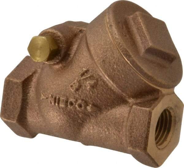 NIBCO - 1/4" Bronze Check Valve - Y-Pattern, FNPT x FNPT, 200 WOG - USA Tool & Supply