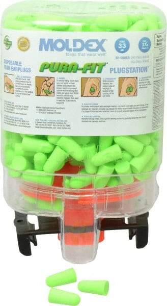 Moldex - Disposable Non-Refillable Earplug Dispenser with 33 dB Earplugs - Green Earplugs, 250 Pairs, Includes Mounting Bracket, Template & Hardware - USA Tool & Supply