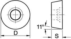 Kennametal - RPGB2.51.5 Grade KC730 Carbide Milling Insert - TiN Finish, 0.0937" Thick, 5/16" Inscribed Circle - USA Tool & Supply