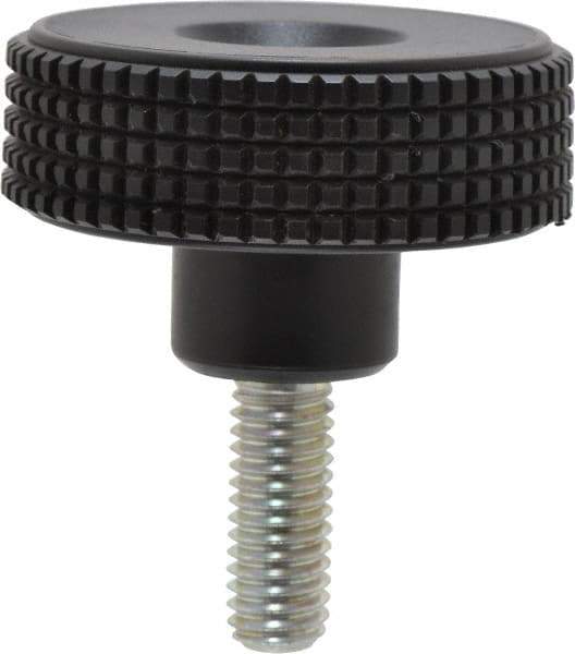 Elesa - 1.96" Head, Knurled Knob - Threaded Stem, Plastic - USA Tool & Supply