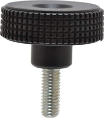 Elesa - 1.96" Head, Knurled Knob - Threaded Stem, Plastic - USA Tool & Supply