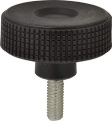 Elesa - 2.36" Head, Knurled Knob - Threaded Stem, Plastic - USA Tool & Supply