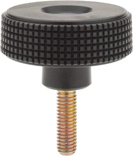 Elesa - 2.36" Head, Knurled Knob - Threaded Stem, Plastic - USA Tool & Supply