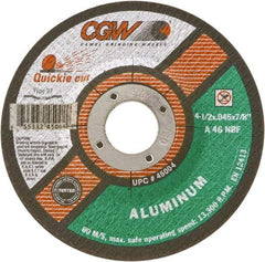 Camel Grinding Wheels - 46 Grit, 4-1/2" Wheel Diam, Type 27 Depressed Center Wheel - Medium Grade, Aluminum Oxide, Resinoid Bond, N Hardness, 13,300 Max RPM - USA Tool & Supply