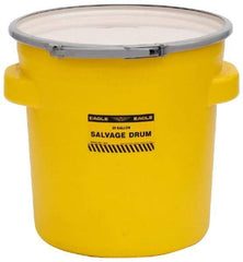 Eagle - 20 Gallon Capacity, Metal Lever Lock, Yellow Salvage Drum - 5 Gallon Container, 165 Lb. Capacity, Polyethylene, UN 1H2/X75/S Listing - USA Tool & Supply