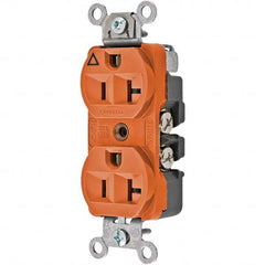 Hubbell Wiring Device-Kellems - 125V 20A NEMA 5-20R Commercial Grade Orange Straight Blade Duplex Receptacle - USA Tool & Supply