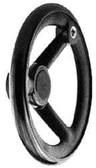 Jergens - 6 Inch, 3 Spoke Offset Handwheel - 1-3/8 Inch Hub, Plastic, Black Oxide Finish - USA Tool & Supply