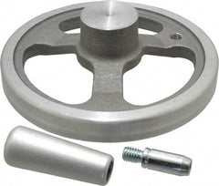 Jergens - 6", 3 Spoke Offset Handwheel with Handle - 1-1/2" Hub, Aluminum Alloy, Plain Finish - USA Tool & Supply