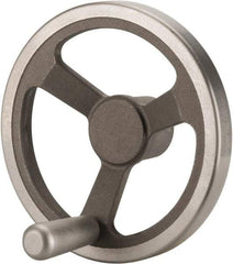 Jergens - 8", 3 Spoke Offset Handwheel with Handle - 2" Hub, Aluminum Alloy, Plain Finish - USA Tool & Supply