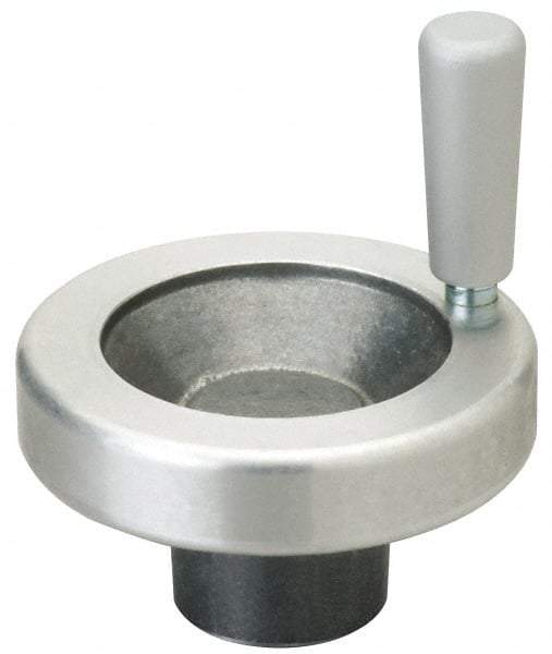 Jergens - 5" Diam, 1-1/2" Hub Diam, Grade #319, Aluminum Alloy, Angular Handwheel with Handle - 1-1/4" Hub Length, 11/16 Smaller to 2" Larger Diam - USA Tool & Supply