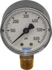 Wika - 2" Dial, 1/4 Thread, 0-600 Scale Range, Pressure Gauge - Lower Connection Mount, Accurate to 3-2-3% of Scale - USA Tool & Supply