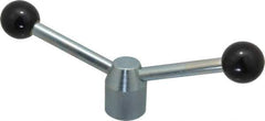 Jergens - 2 Offset Arms, 5/8-11 Inch Hole, Cadmium Plated, Tapped Clamping Handle - 15/16 Inch Deep Hole, 1/2 Inch Arm Diameter, 1-1/2 Inch Hub Diameter, 1-3/8 Inch Ball Diameter - USA Tool & Supply