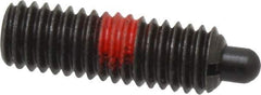 Jergens - 3/8-16, 1-1/8" Thread Length, 3/16" Plunger Projection, Steel Threaded Spring Plunger - 0.186" Max Plunger Diam, 1-1/8" Plunger Length, 5.5 Lb Init End Force, 14.5 Lb Final End Force, 3/16" Hex - USA Tool & Supply