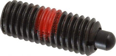 Jergens - 1/2-13, 1-1/4" Thread Length, 1/4" Plunger Projection, Steel Threaded Spring Plunger - 1/4" Max Plunger Diam, 1-1/4" Plunger Length, 6.6 Lb Init End Force, 17.4 Lb Final End Force, 1/4" Hex - USA Tool & Supply