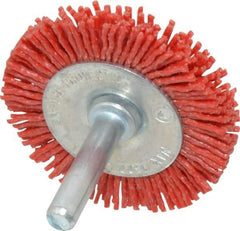 Value Collection - 2" OD, 1/4" Shank Diam, Crimped Nylon Wheel Brush - 1/4" Face Width, 5/16" Trim Length, 4,500 RPM - USA Tool & Supply
