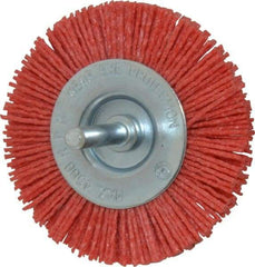 Value Collection - 3" OD, 1/4" Shank Diam, Crimped Nylon Wheel Brush - 1/4" Face Width, 5/16" Trim Length, 4,500 RPM - USA Tool & Supply