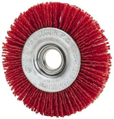 Value Collection - 3" OD, 1/2" Shank Diam, 1/2" Arbor Hole, Crimped Nylon Wheel Brush - 3/8" Face Width, 5/16" Trim Length, 4,500 RPM - USA Tool & Supply