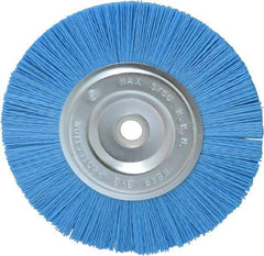 Value Collection - 6" OD, 5/8" Shank Diam, 5/8" Arbor Hole, Crimped Nylon Wheel Brush - 5/16" Face Width, 5/16" Trim Length, 3,750 RPM - USA Tool & Supply