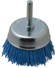 Value Collection - 2" Diam, 1/4" Hole Size Straight Wire Nylon Cup Brush - Fine Grade, 4,500 Max RPM - USA Tool & Supply