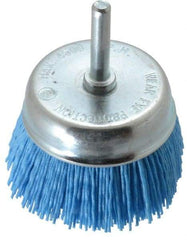 Value Collection - 3" Diam, 1/4" Hole Size Straight Wire Nylon Cup Brush - Fine Grade, 4,500 Max RPM - USA Tool & Supply